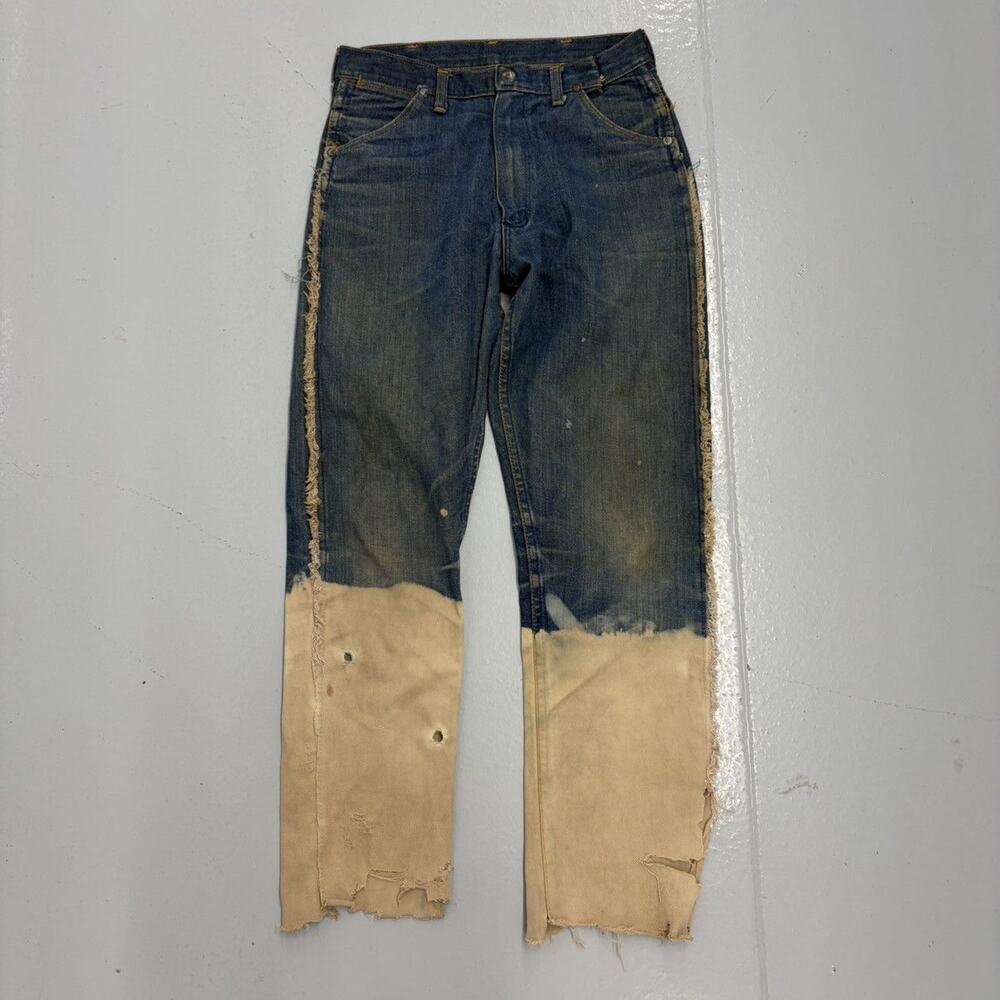 Vintage 60s Wrangler Blue Funky Art Project Jeans 27x26